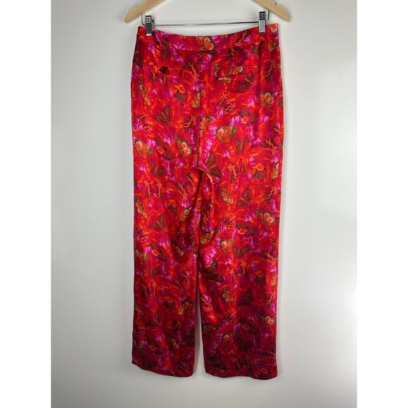 L'AGENCE Luvvy Butterfly Print Silk Straight Leg Trousers Women's Medium ? Pants - Picture 9 of 16
